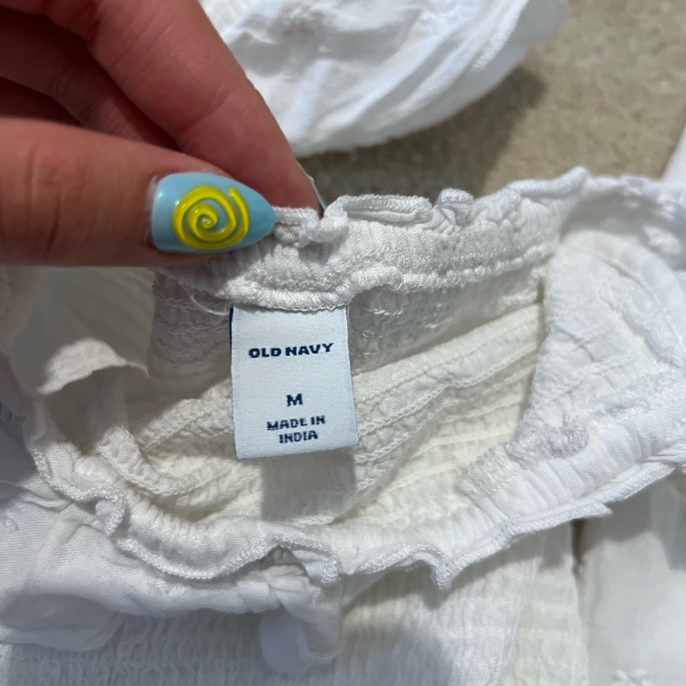 Old Navy White Ruffled Midi Dress Cottage Core - Picture 3 of 4